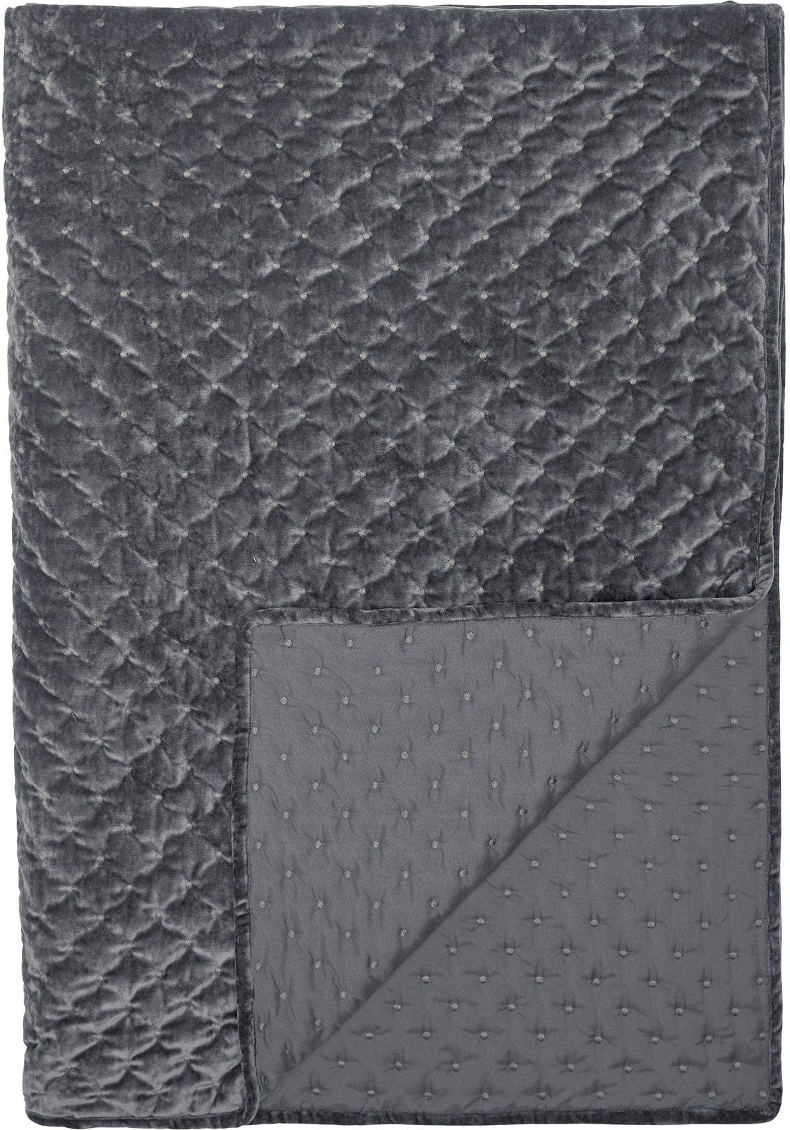 Cia Tagesdecke Doppelbett 260 x 260 cm - Grauer Samt