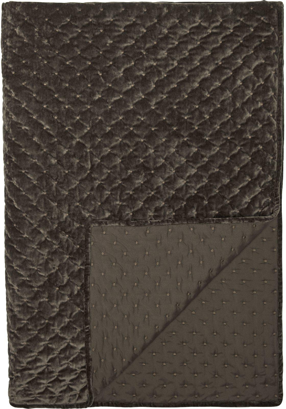 Cia Tagesdecke Doppelbett 260 x 260 cm - Dunkelbrauner Samt