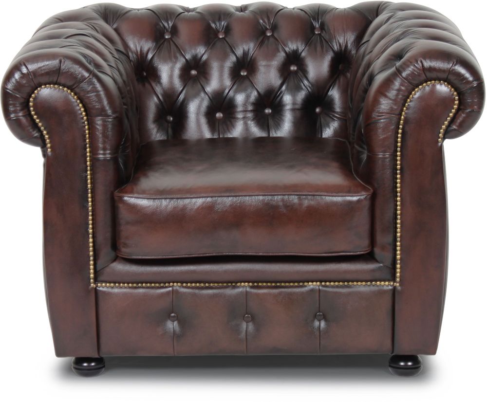 Dublin Chesterfield Sessel - Braunes Leder + M�belreinigung
