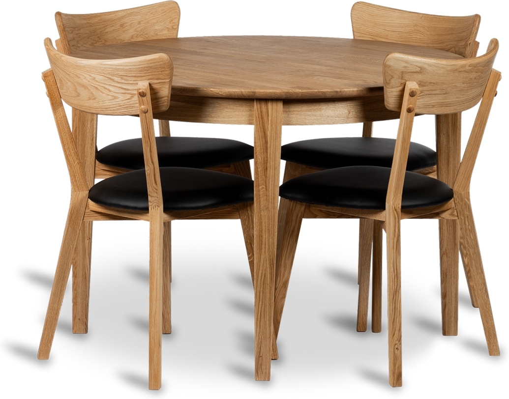 Essgruppe mit ausziehbarem Rönne-Esstisch und 4 Växjö-Esszimmerstühlen Essgruppe mit ausziehbarem Rönne-Esstisch und 4 Växjö-Esszimmerstühlen