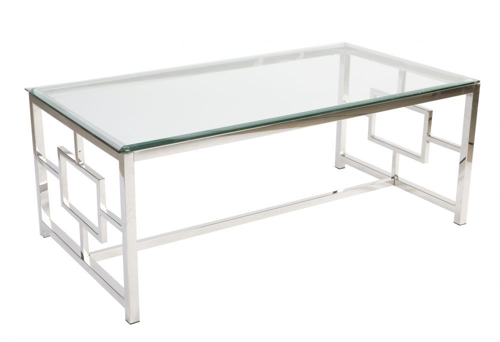Padova Couchtisch 130 cm - Chrom/Glas