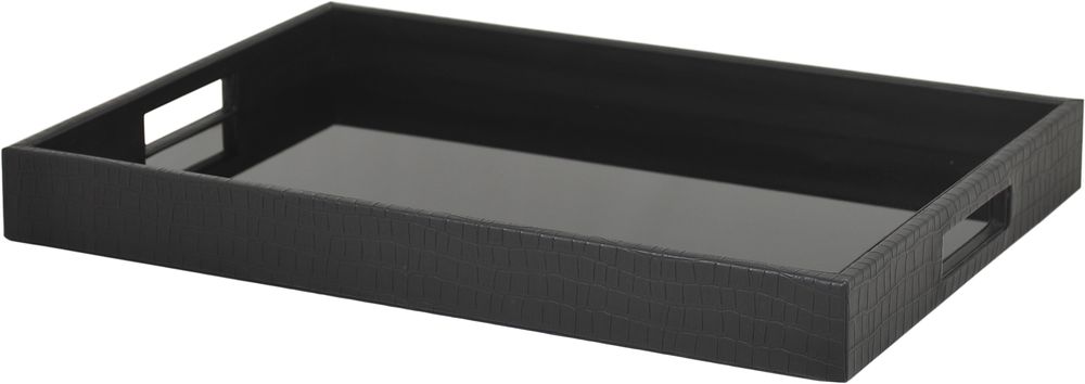 Serviertablett Marcella - Glas/Kunstleder