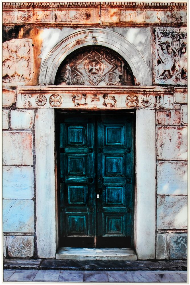 Glasmalerei - Grüne Tür - 120x80 cm Glasmalerei - Grüne Tür - 120x80 cm