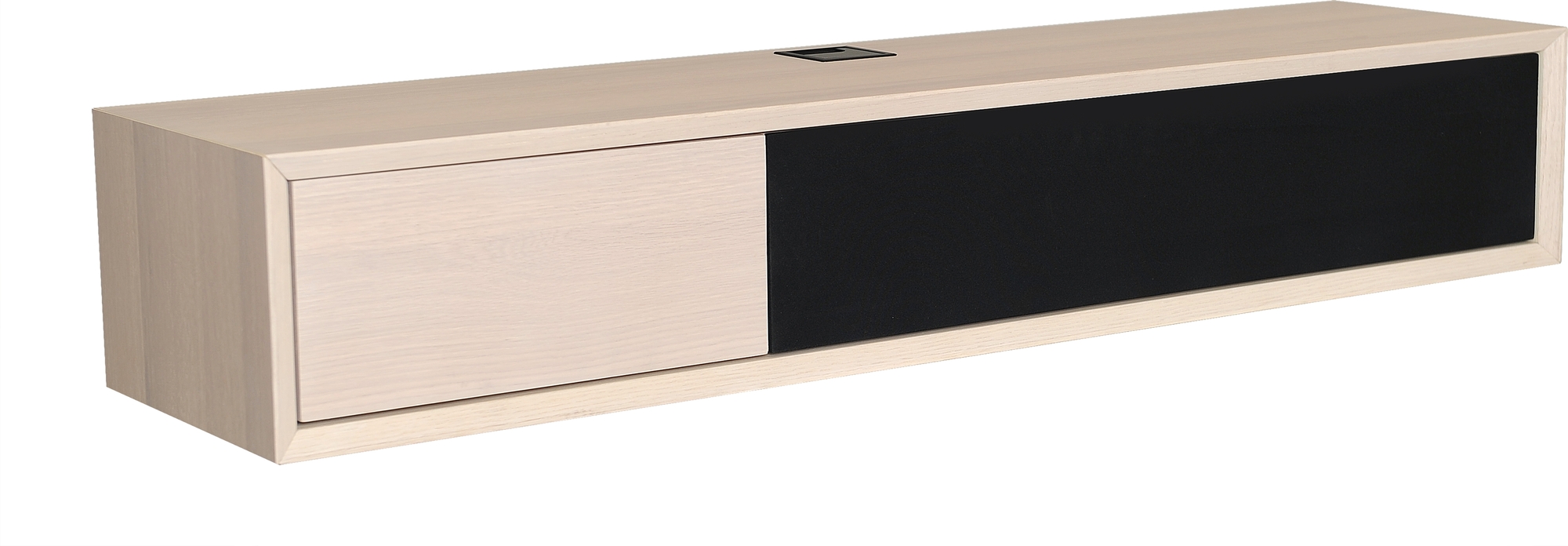 Vision Medienbank 133 cm - Wei� pigmentiertes Eichenfurnier