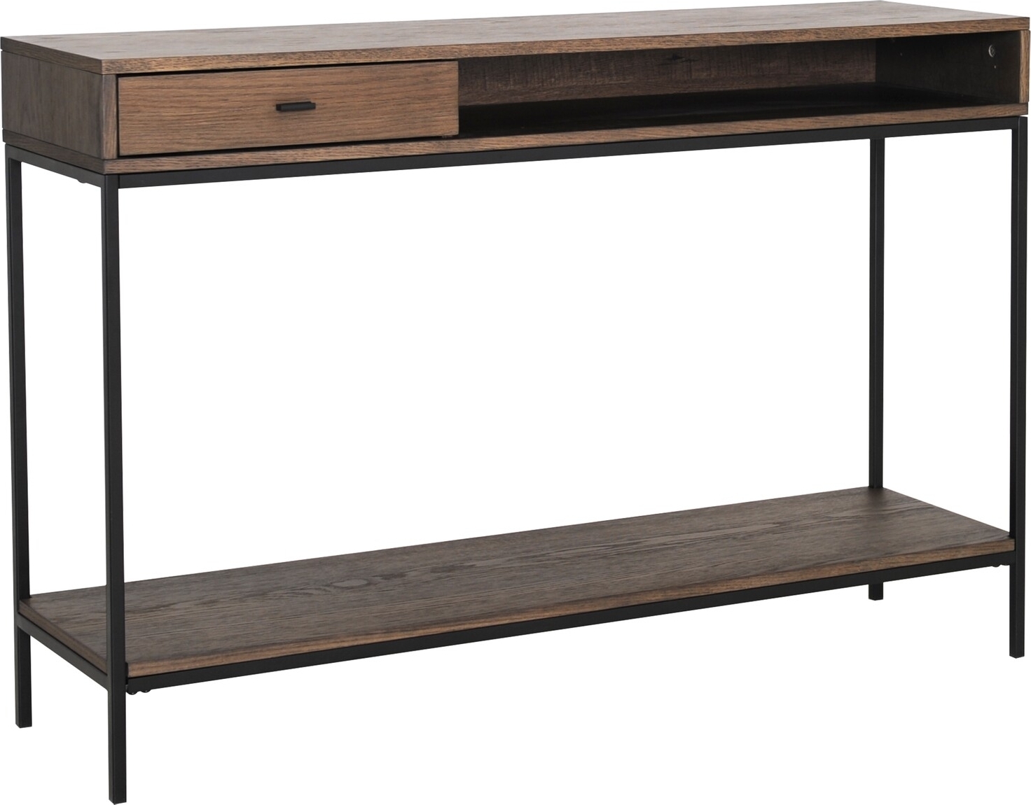 Regal-Konsolentisch 120 x 34 cm - Braun lackiertes Eichenfurnier