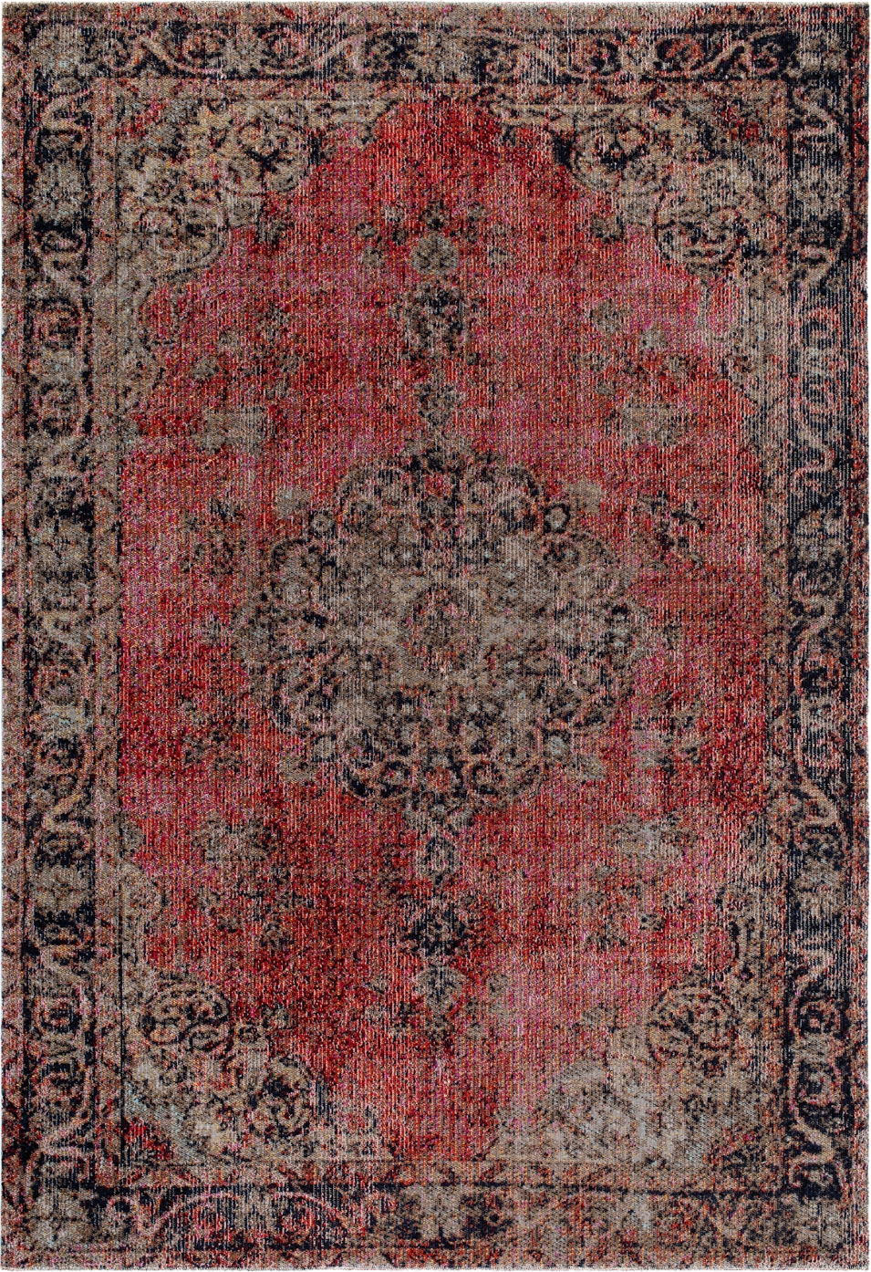 Tibet Vintage flach gewebter Teppich Rot