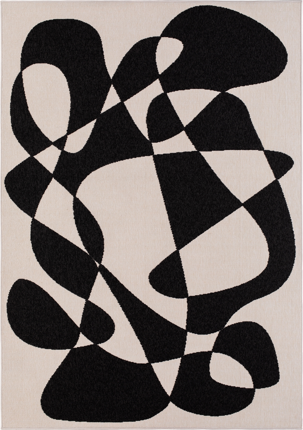 Venus Abstrakter flachgewebter Teppich Wei�/Schwarz