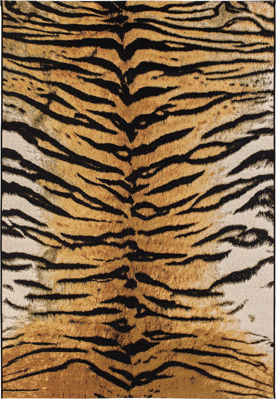 Domani Tiger flach gewebter Teppich Gold