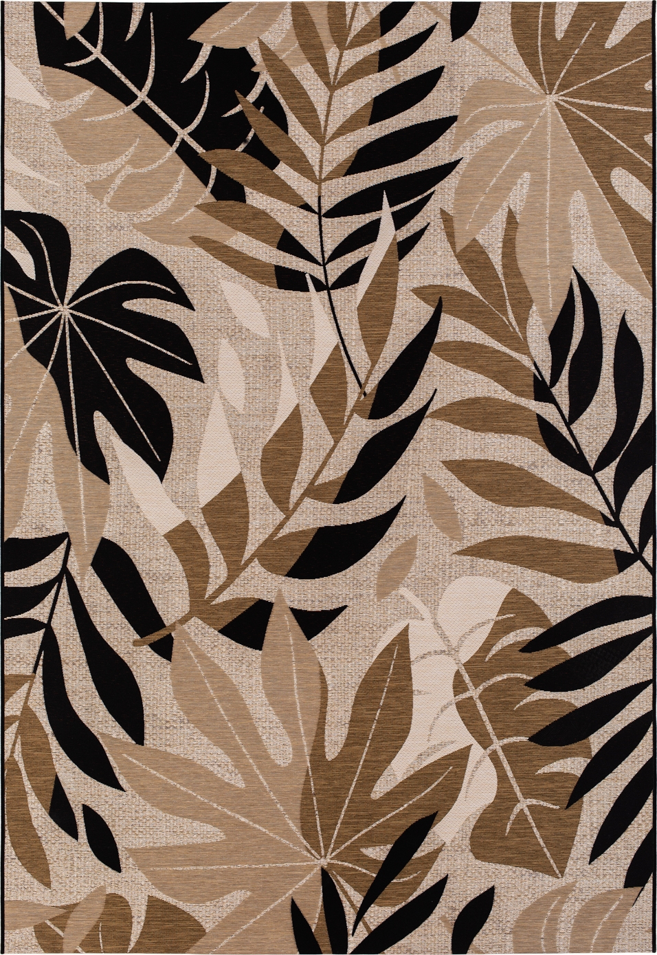 Domani Monstera flach gewebter Teppich Mehrfarbig