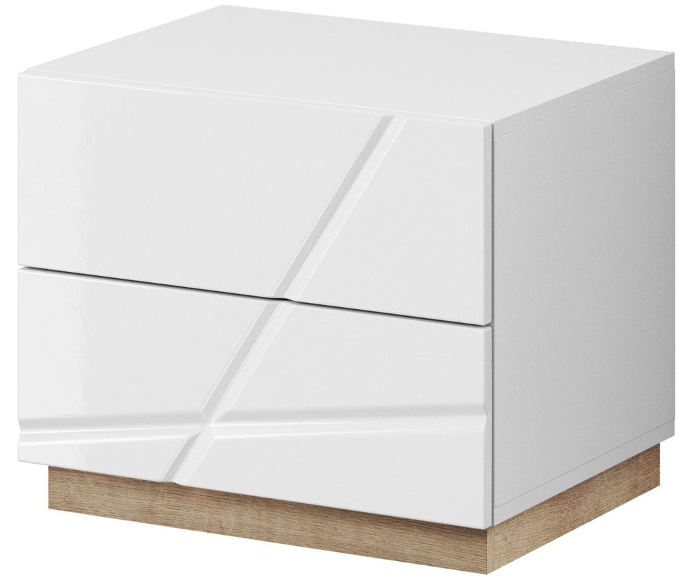 Villum Nachttisch - Wei�/Riviera Eiche