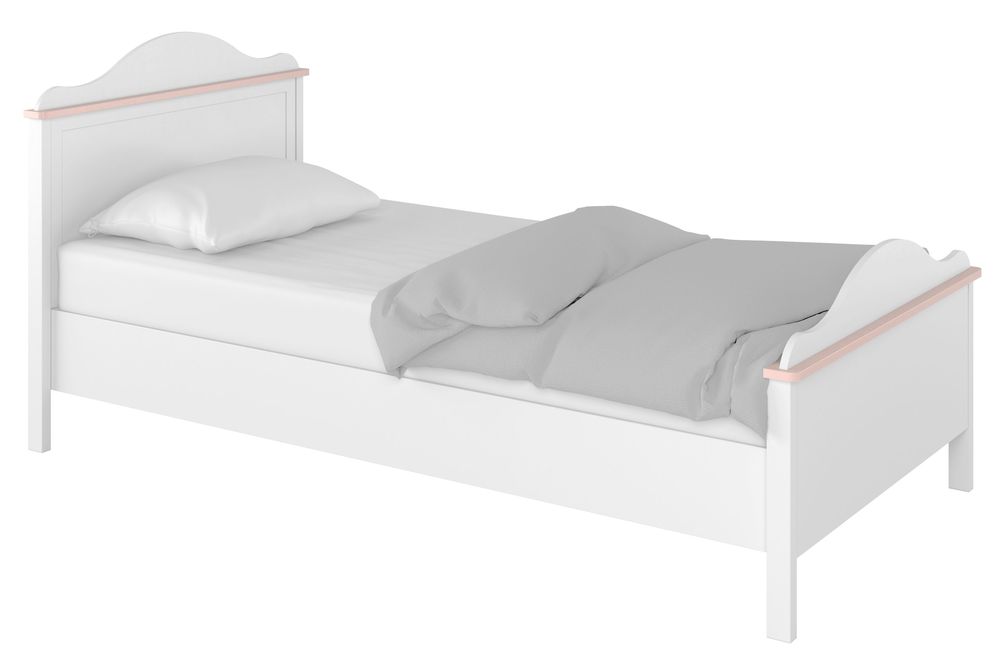 Bett Stephany 100x200 cm mit Aufbewahrungsschubladen - Wei�/Rosa