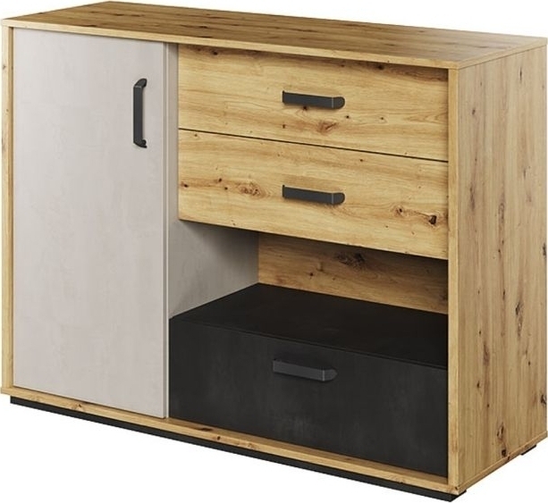 Qubic Kommode - Artisan Eiche/Grau/Schwarz