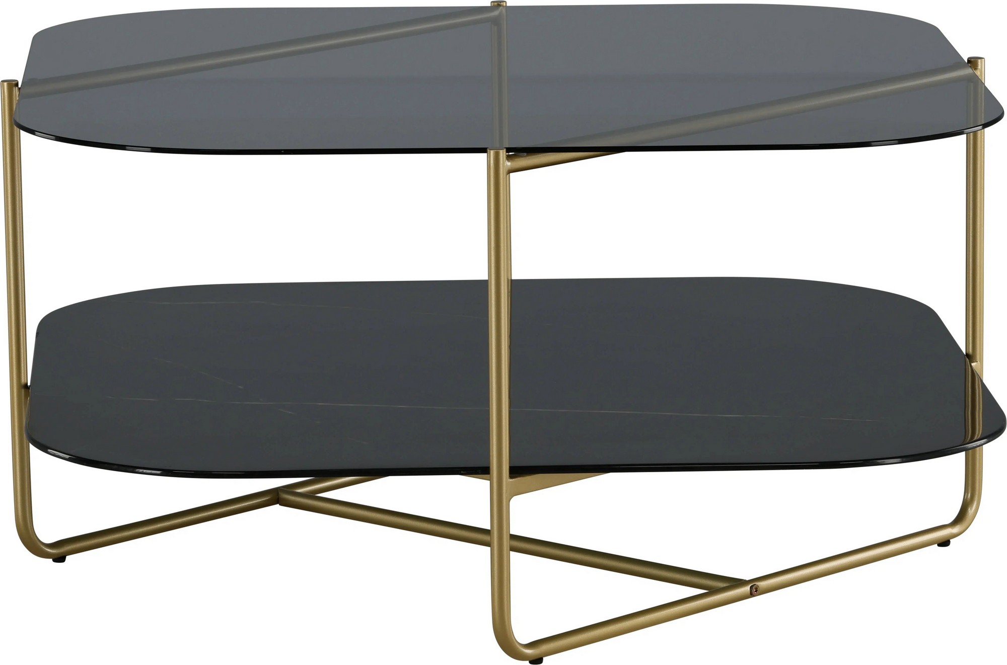 Fred Couchtisch 85 x 85 cm - Schwarz/Messing