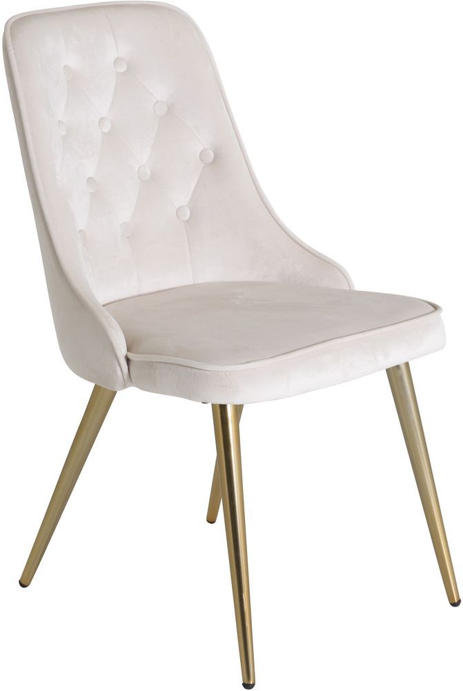 Esszimmerstuhl Zeus - Mattes Messing / Beiger Samt