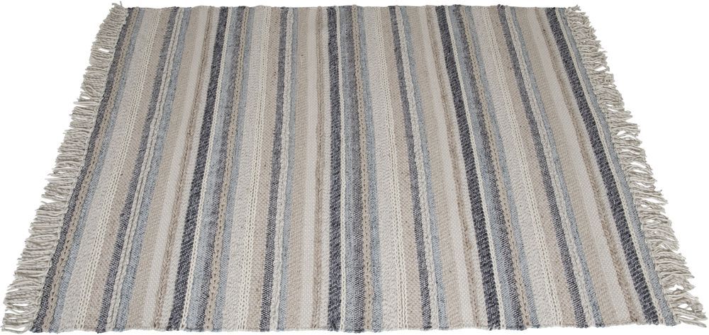 Wollteppich Anna - Beige / Blaue Wolle