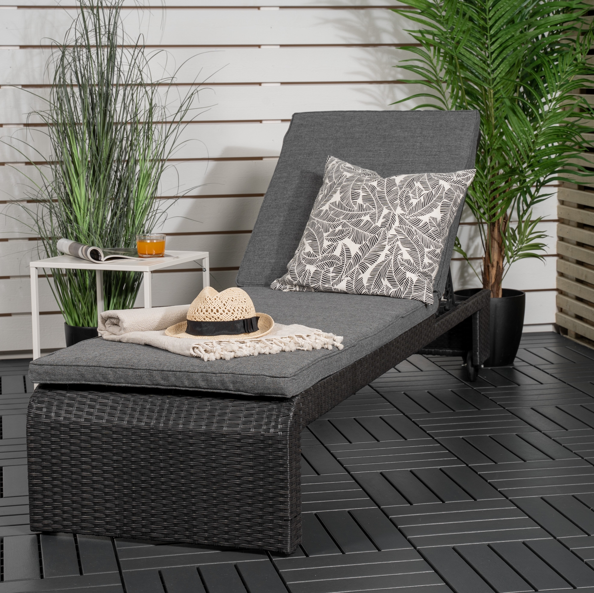 Sonnenliege London - Schwarz/Grau