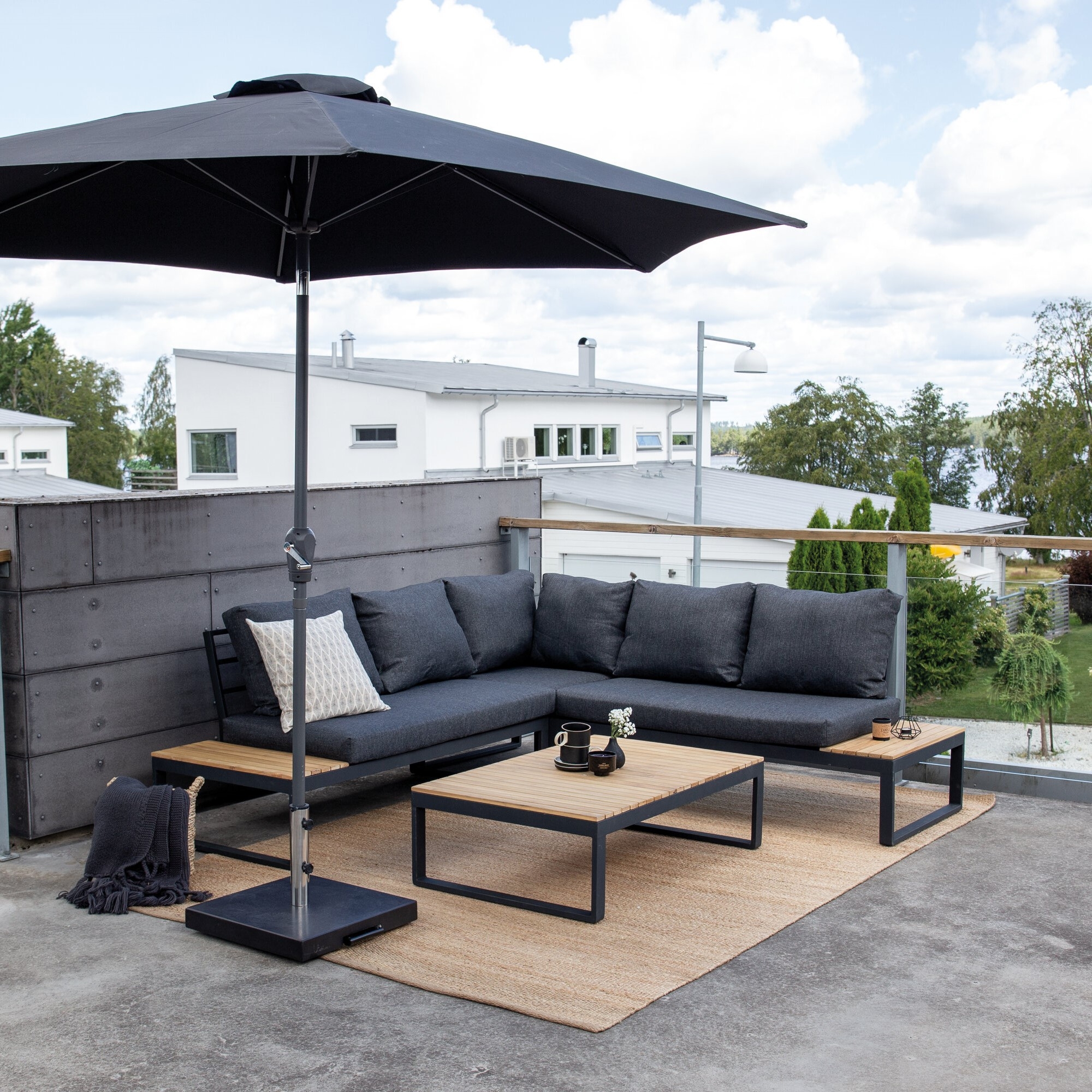 Loungegruppe Panama - Grau/Schwarz/Akazie