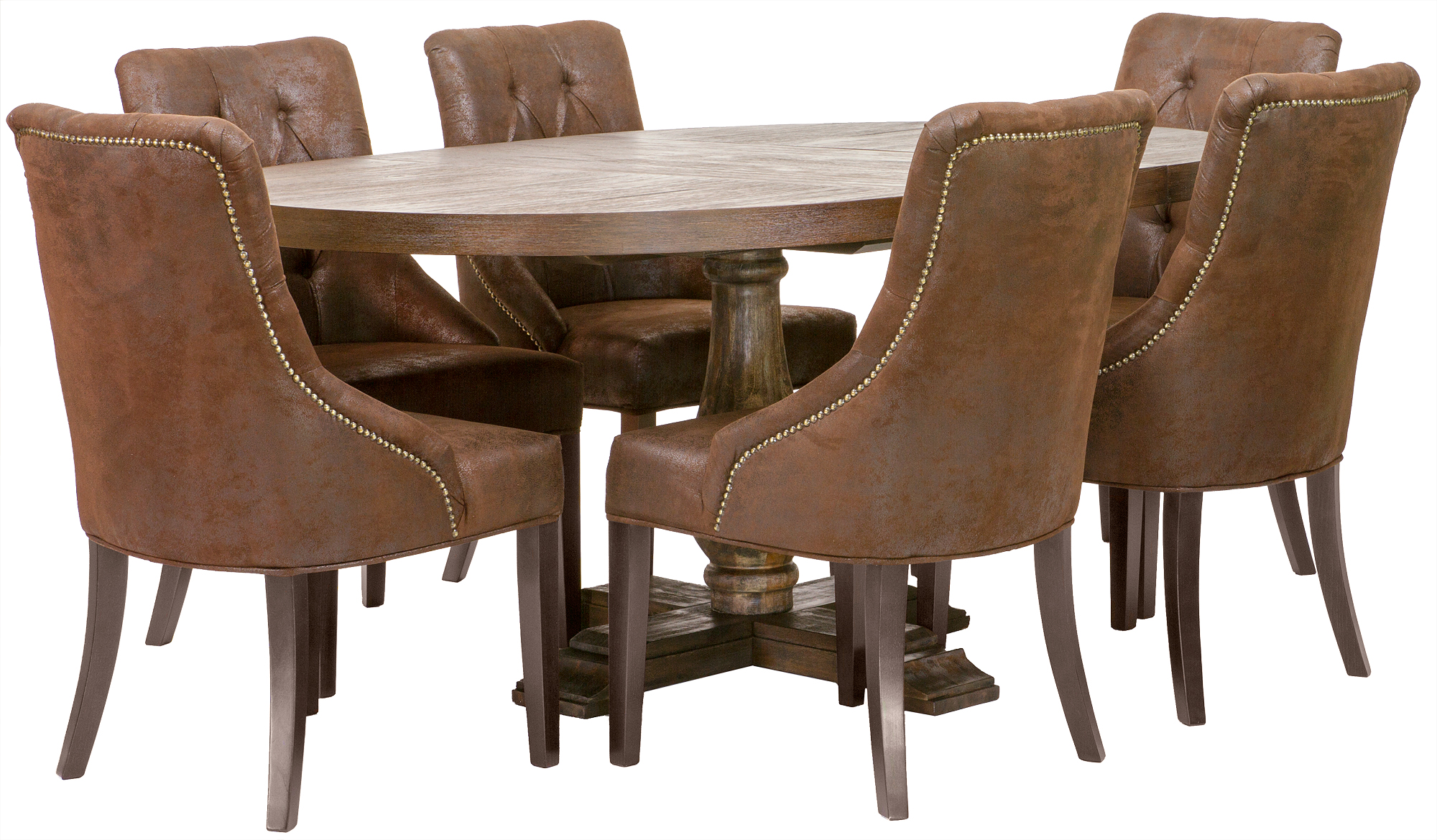 Esstischgruppe: Lamier runder Esstisch + 6 Tuva Europe Stühle - mocca Esstischgruppe: Lamier runder Esstisch + 6 Tuva Europe Stühle - mocca