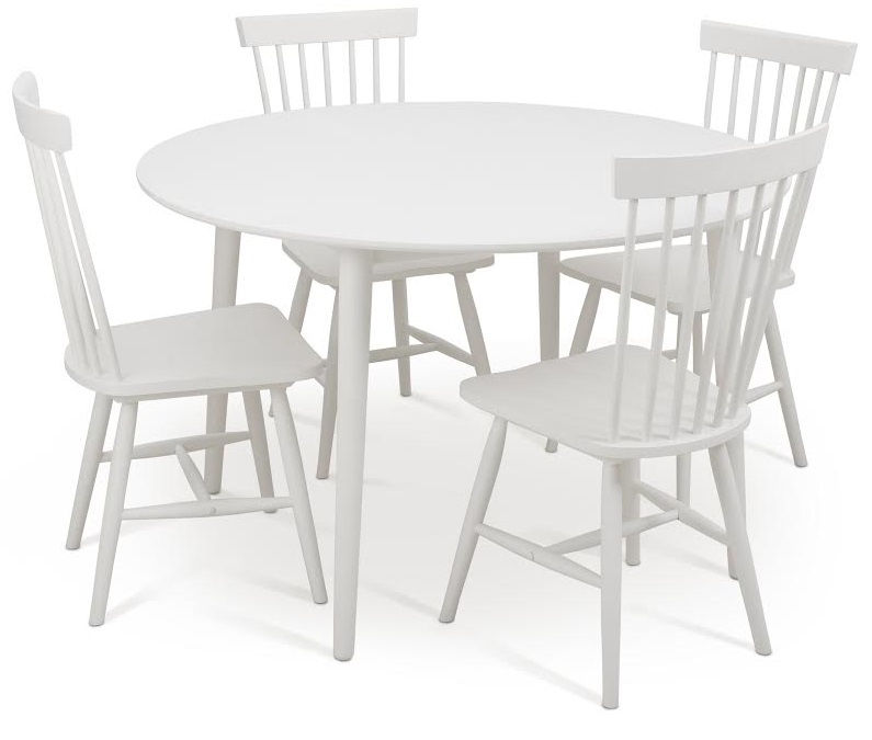 Rosvik runder Esstisch 120 cm - Wei� + M�belf��e