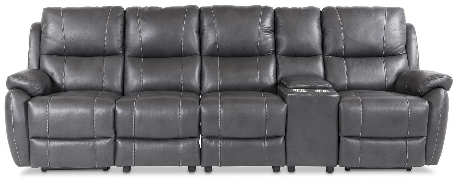 Enjoy Hollywood Reclinersofa - 4-Sitzer (elektrisch) aus grauem Kunstleder (Modell V) Enjoy Hollywood Reclinersofa - 4-Sitzer (elektrisch) aus grauem Kunstleder (Modell V)