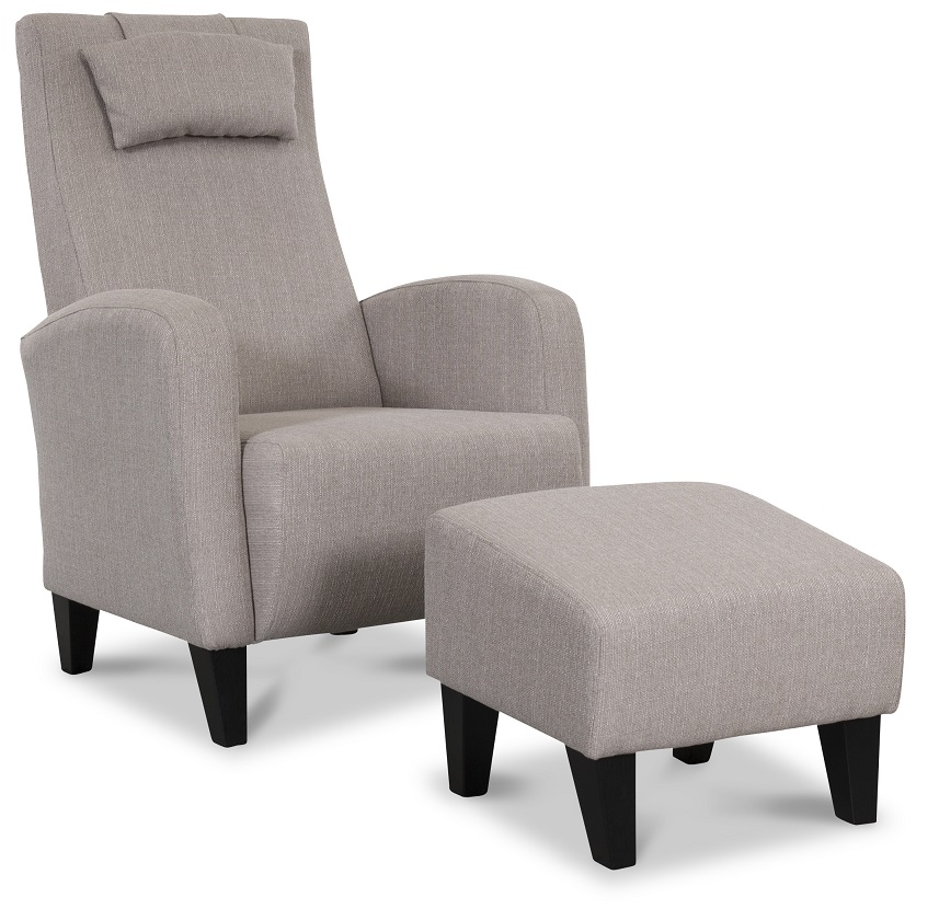 Rond� Sessel mit Fu�hocker - Beige + M�belf��e