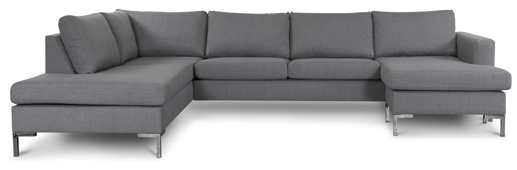 Nova U-f�rmiges Sofa hellgrauer Stoff - Links + M�belreinigung