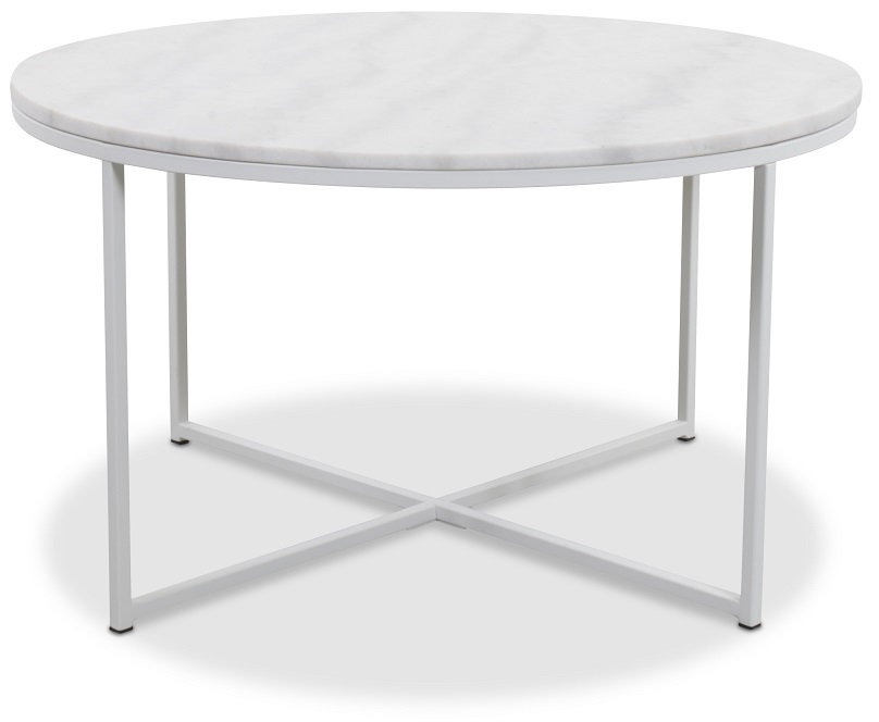 Maryland Couchtisch 85 cm - Weiß echter Marmor / Weiß Maryland Couchtisch 85 cm - Weiß echter Marmor / Weiß