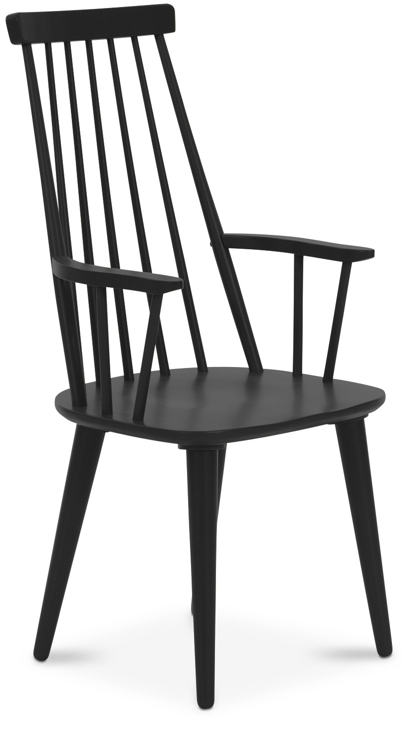 Dalsland-Stuhl aus schwarzem Rohrgeflecht mit hoher R�ckenlehne + Stuhlkissen