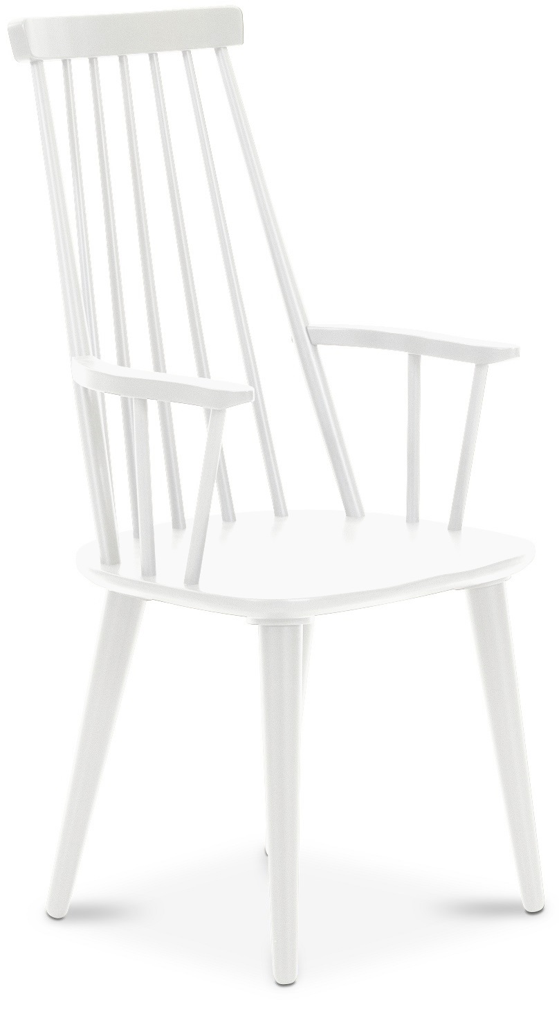 Dalsland-Stuhl aus wei�em Rohrgeflecht mit Armlehnen und hoher R�ckenlehne + Stuhlkissen