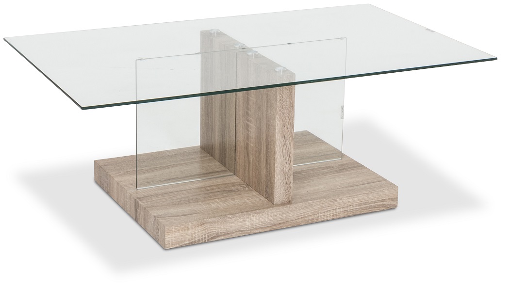 Diamant Couchtisch - Glas / Furnier