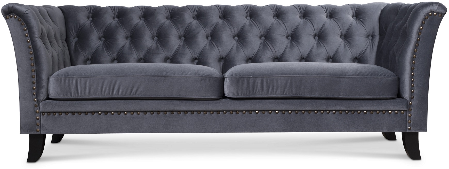 Milton Chesterfield 3-Sitzer Sofa - Grauer Samt