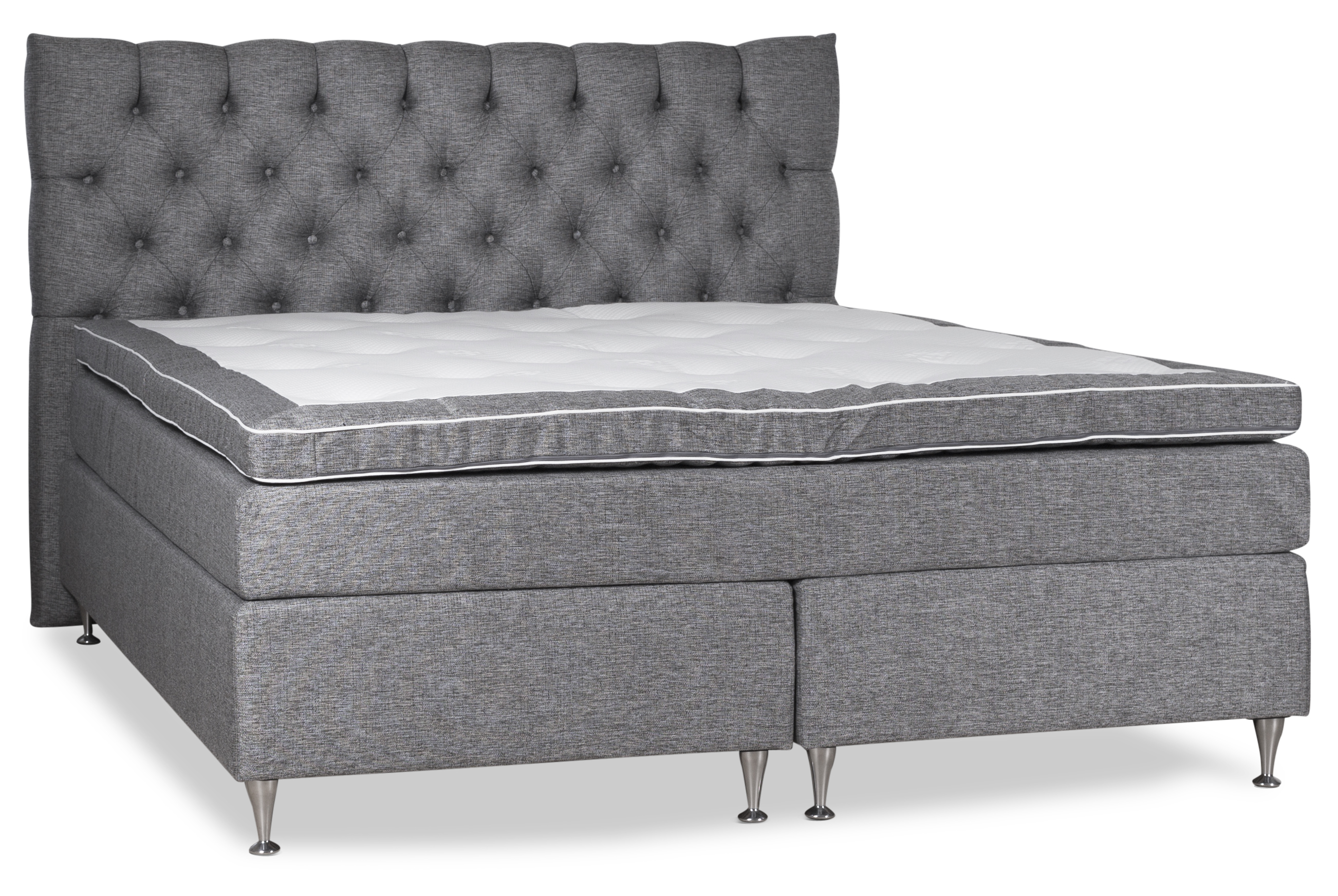 Ebenholz Komplettbett Paket Tinte Kopfteil 5-Zonen-Kontinentalbett - Grau