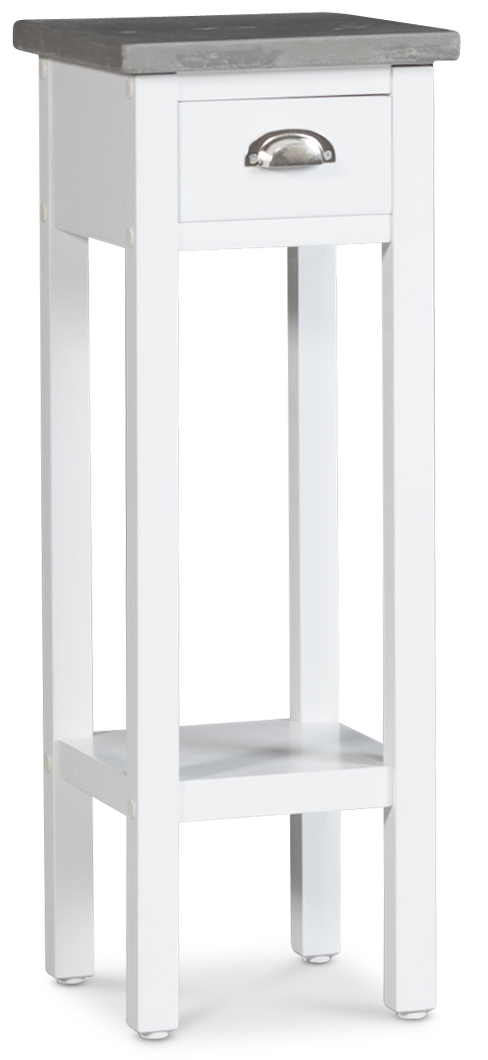 Nachttisch Hugo Small - 70 cm (wei� mit Zementplatte)