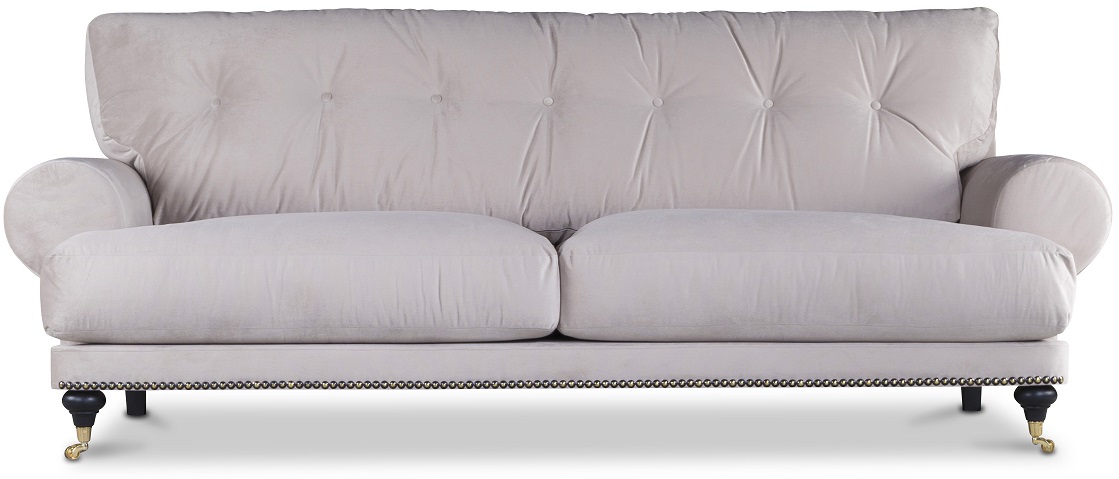 Andrew Deco 3-Sitzer Sofa - Beiger Samt