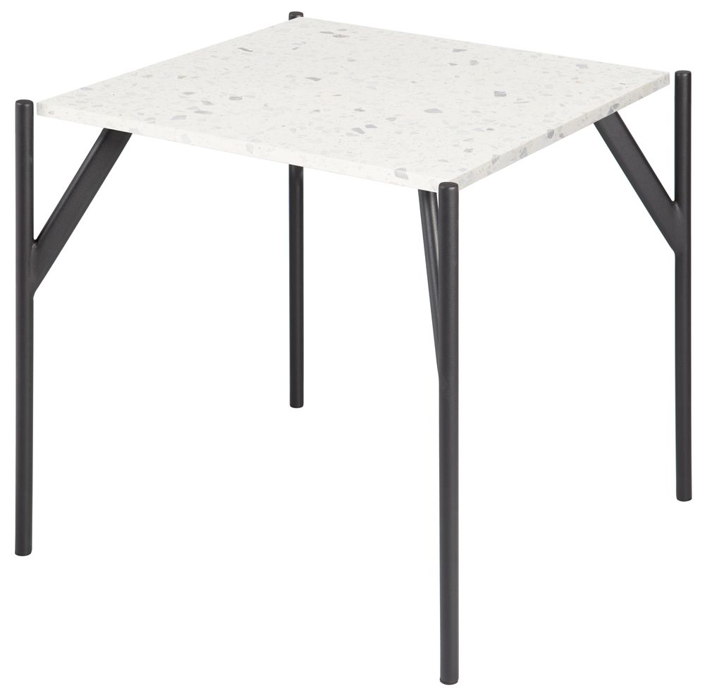 Terrazzo Beistelltisch 50x50 cm - Terrazzo Bianco & AIR Fu� aus schwarzem Metall