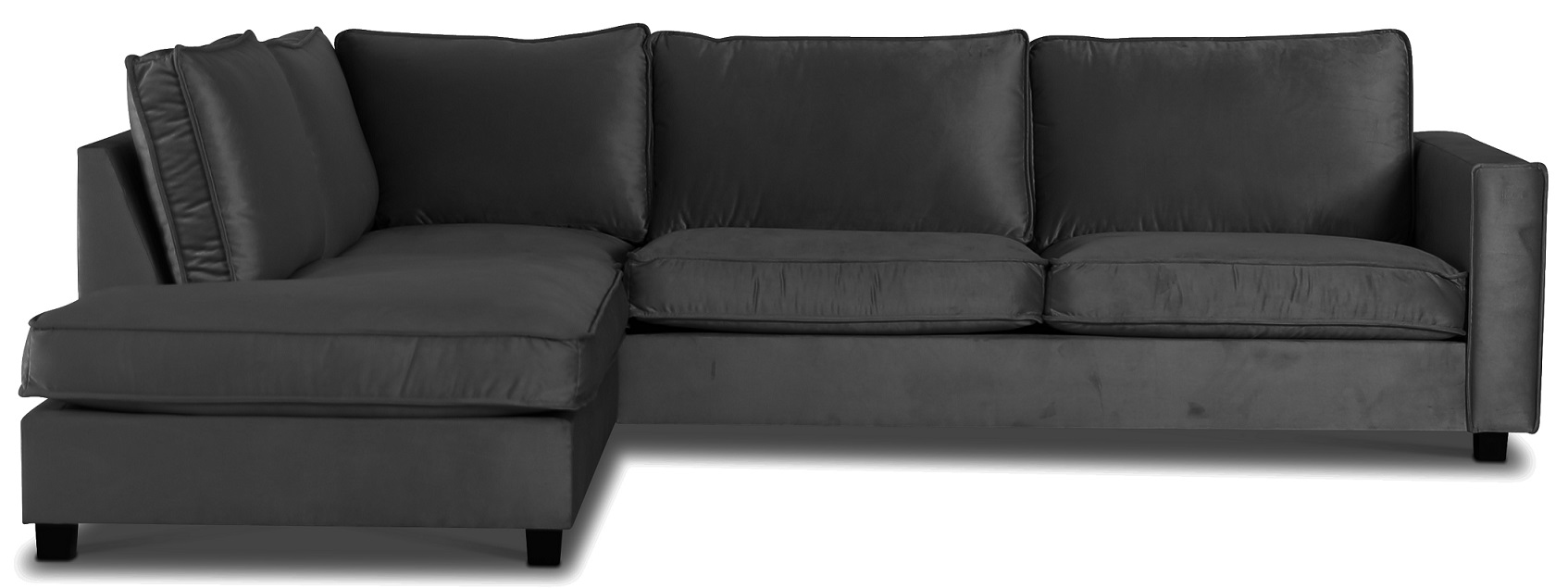 Brandy Loungesofa XL offener Abschluss links - dunkelgrau (Samt)