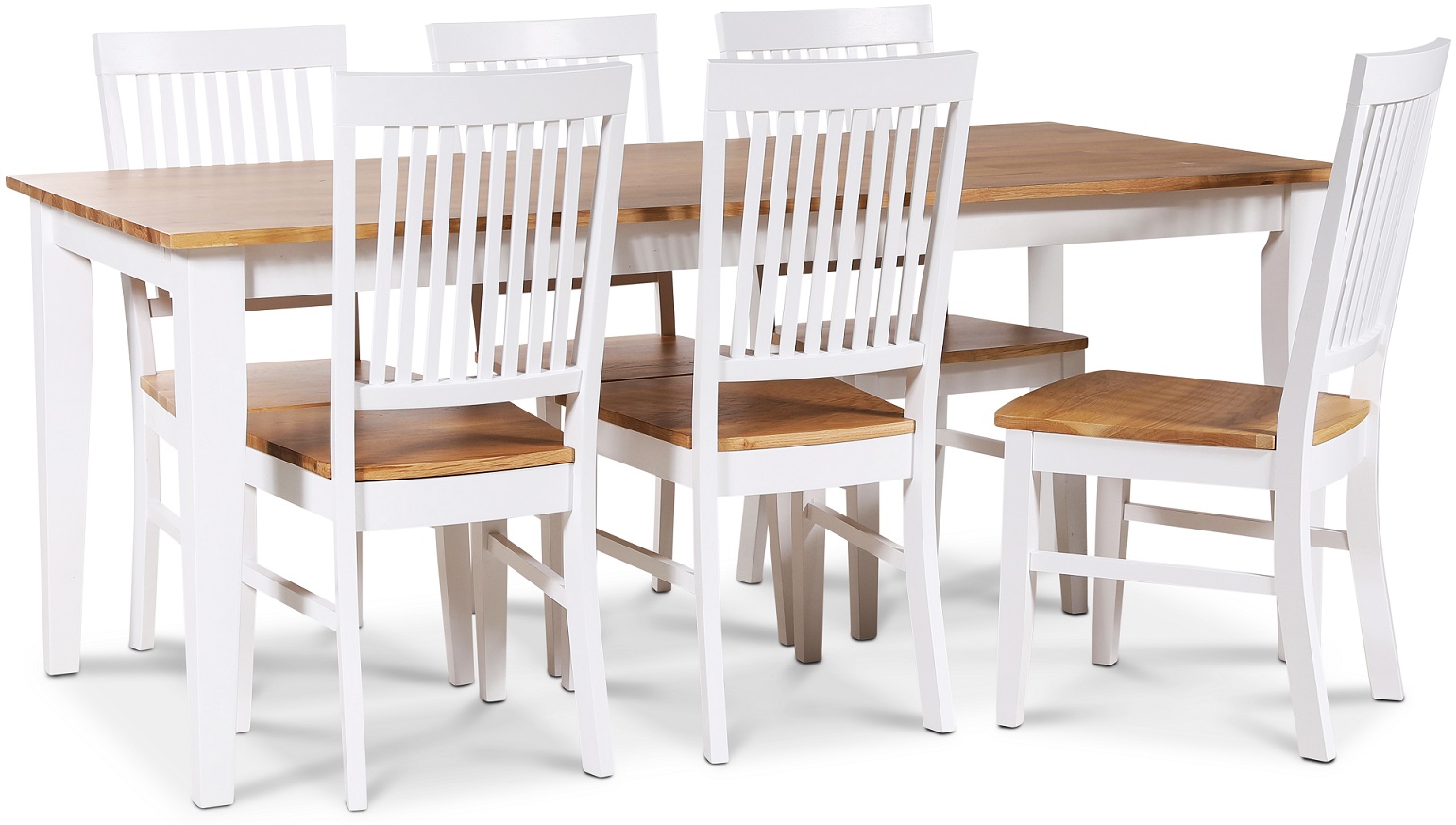 Dalar�s Essgruppe 180 cm Tisch wei�/Eiche + 6 Esszimmerst�hle Dalar�s