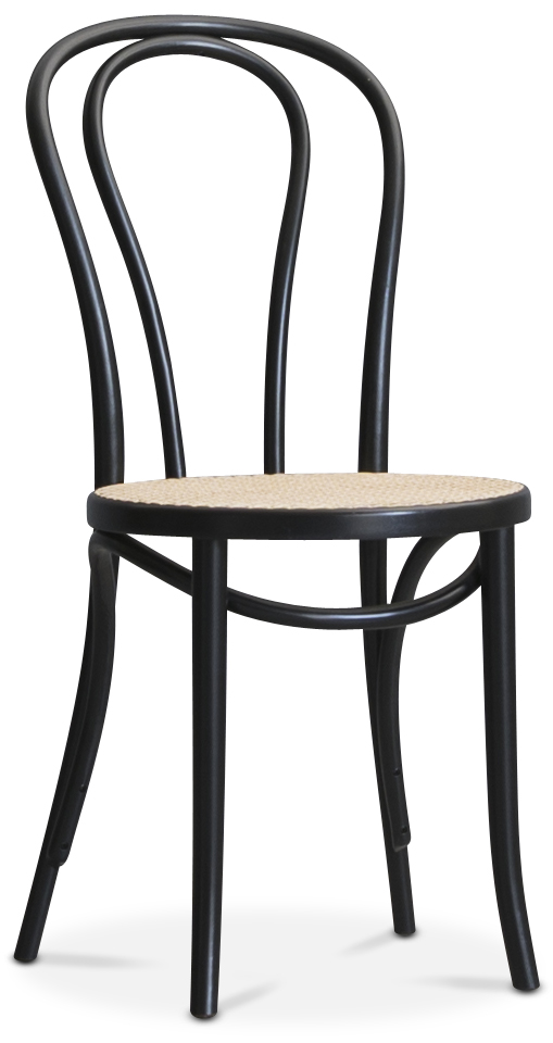 Bugholz Stuhl Nr. 18 Klassiker - Schwarz mit Rattansitz + M�belf��e