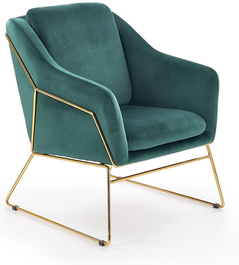 Bergliot Sessel - gr�n (Samt) / Messing