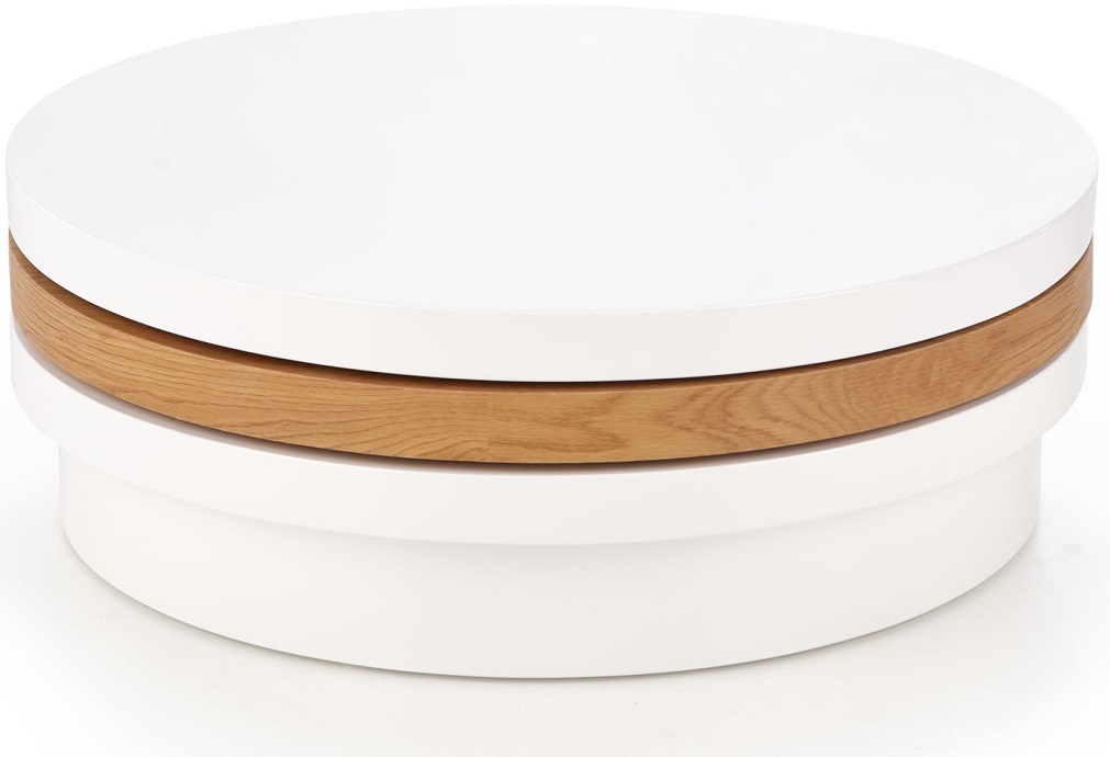 Miracle Ausziehbarer Couchtisch - Wei� (Hochglanz) / Eiche