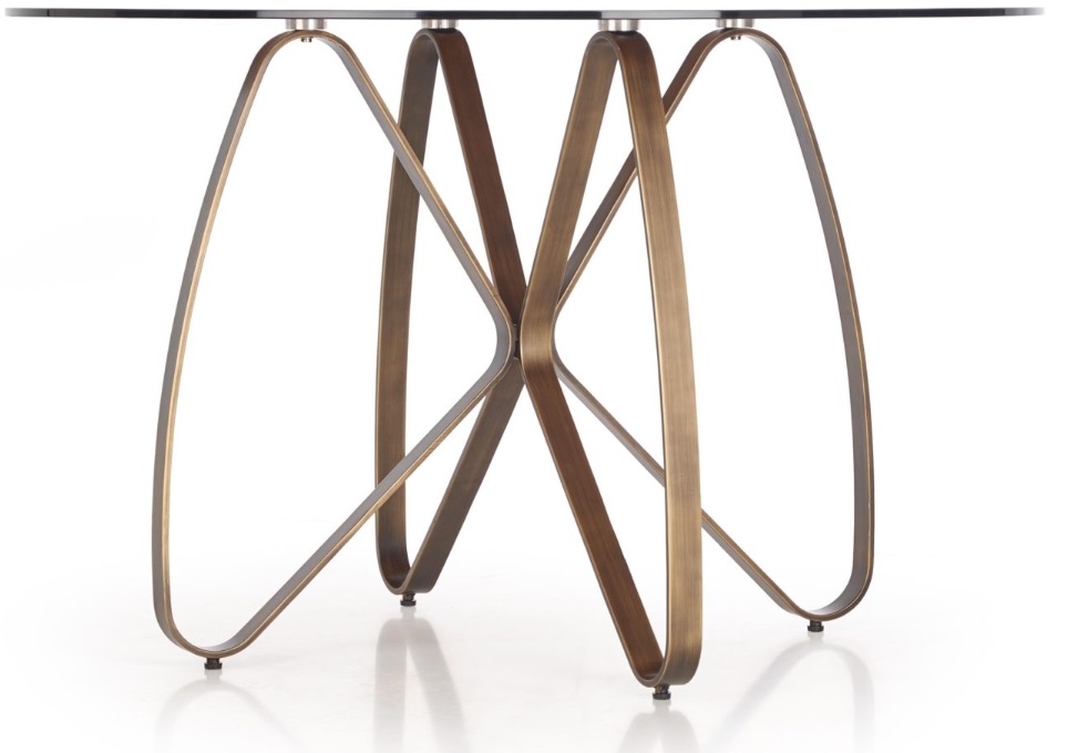 Rhonda runder Esstisch 120 cm - Braun / Antikgold