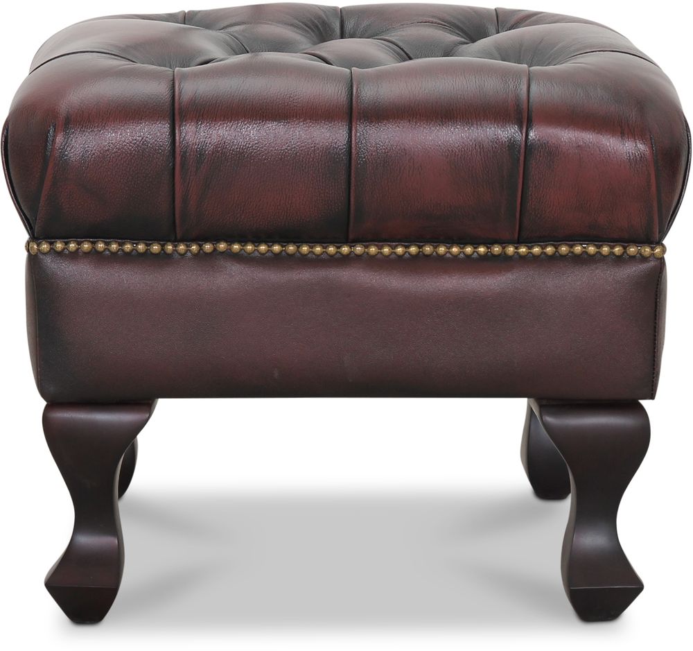 Vivaldi Fu�hocker - Leder Oxblood + M�belreinigung