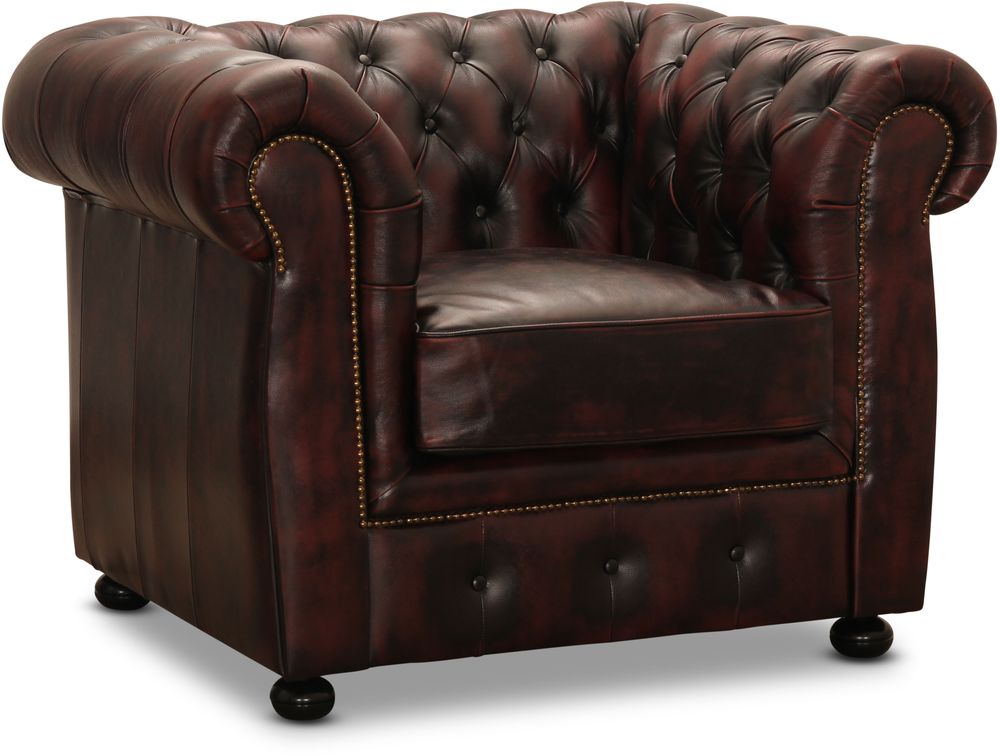 Dublin Chesterfield Sessel - Leder Oxblood + M�belreinigung