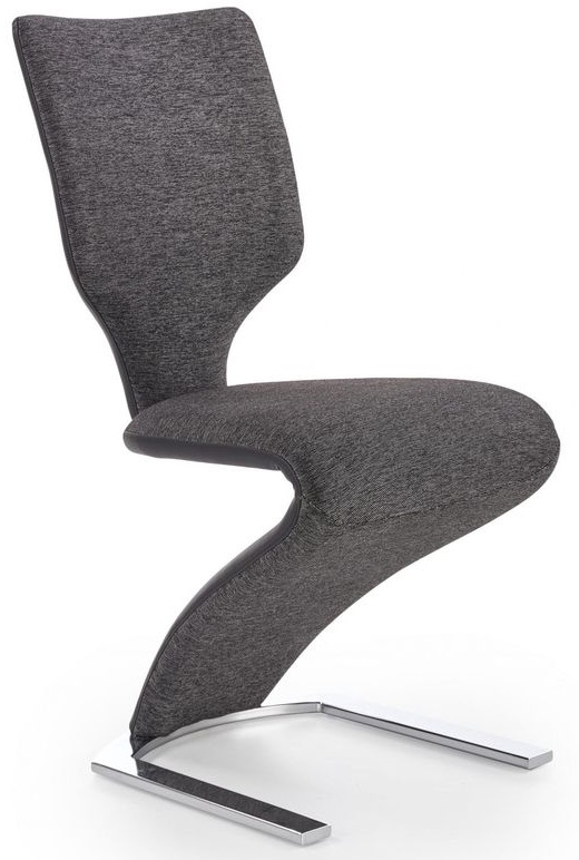 Zackary Esszimmerstuhl - Grau/Schwarz (Stoff/PU) - Chrom