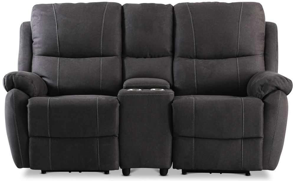 Enjoy Hollywood Biosofa - 2-Sitzer-Liegesessel (elektrisch) in anthrazitfarbenem Mikrofaserstoff