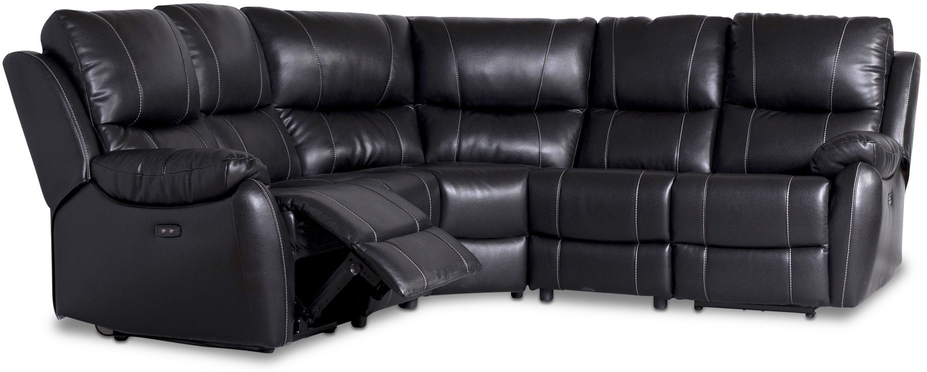 Enjoy Chicago Liegesessel - Ecksofa - 4-Sitzer (elektrisch) in schwarzem Kunstleder Enjoy Chicago Liegesessel - Ecksofa - 4-Sitzer (elektrisch) in schwarzem Kunstleder