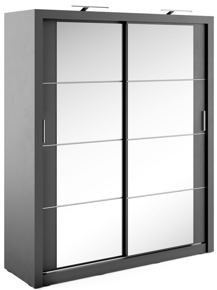 Mervyn Kleiderschrank mit Schiebet�ren und Inhalt - Schwarz