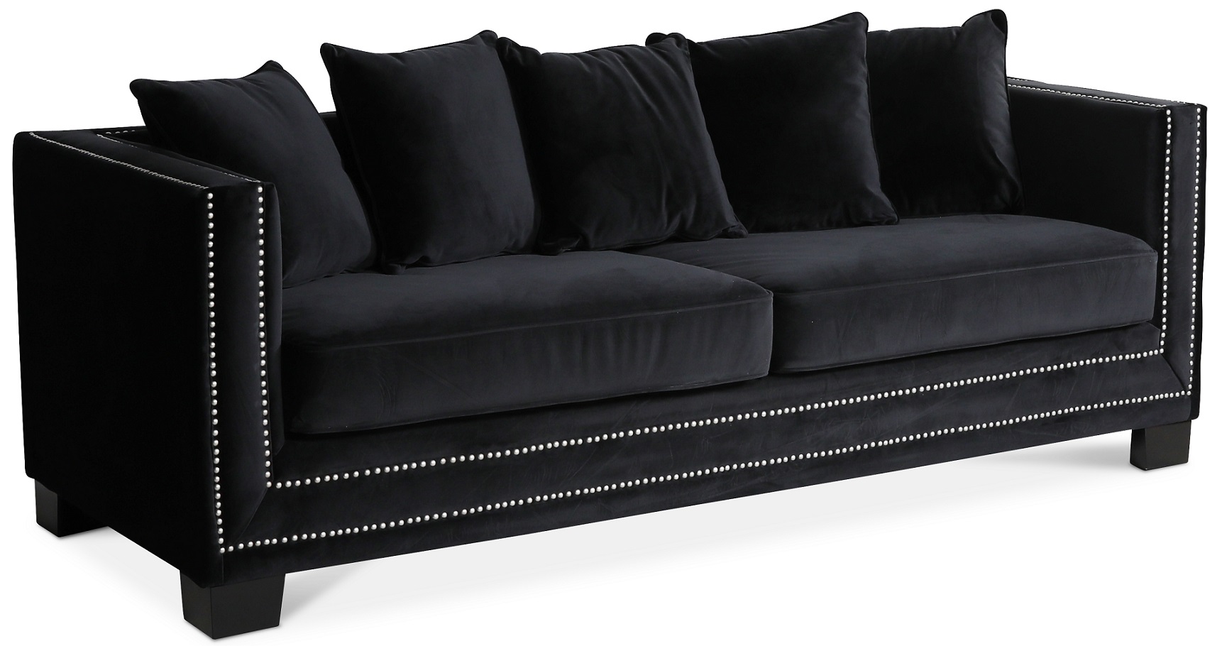 Cloude 3-Sitzer Sofa mit Nieten - schwarz (Samt)