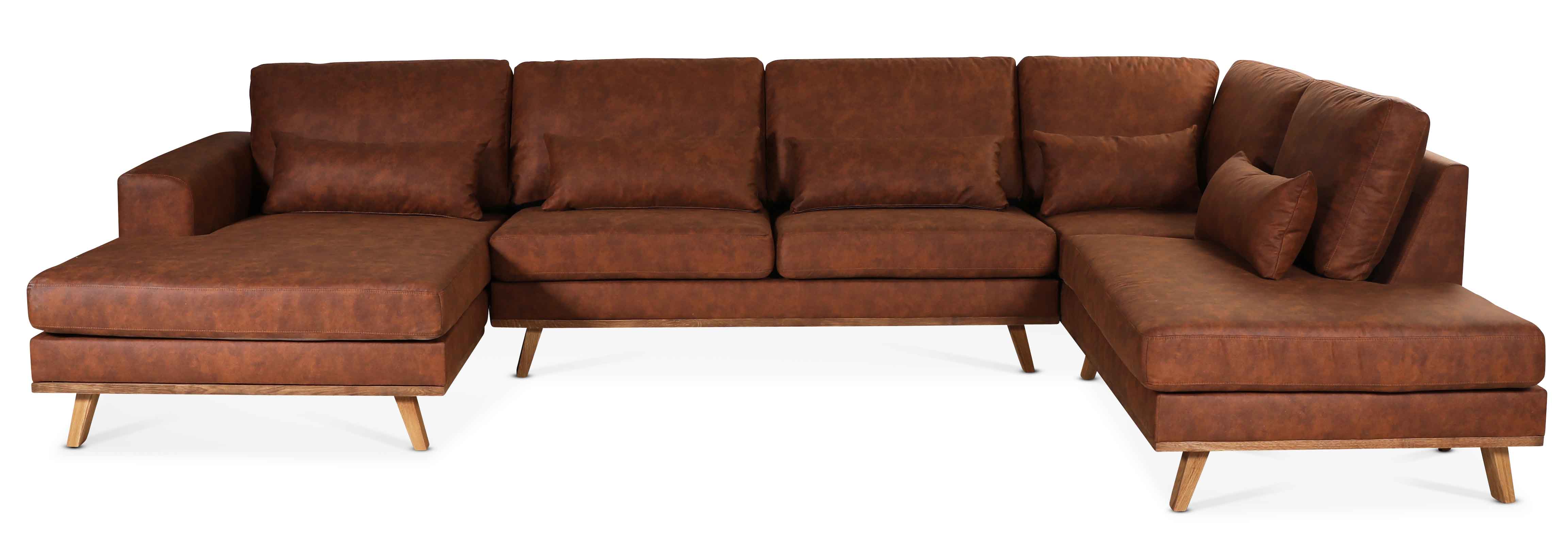 Ranger U-Sofa mit offenem Abschluss rechts - Cognac Leder