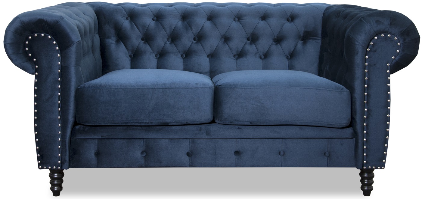 Ashford Chesterfield 2-Sitzer - Samt dunkelblau Ashford Chesterfield 2-Sitzer - Samt dunkelblau